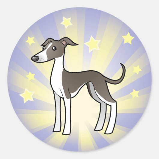 Little Star Greyhound/Whippet/Italian Greyhound Runder Aufkleber (Vorderseite)