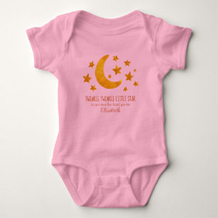 Little Star Name Moon & Star Watercolor Whimsical Baby Strampler