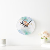 Little Star Woodland Fox Kinderzimmer Runde Wanduhr (Zuhause)