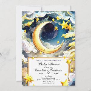 Little Starry Night Celestial Baby Shower Einladung