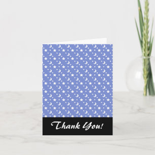 Little Stars and Moons Pattern auf blau Dankeskarte