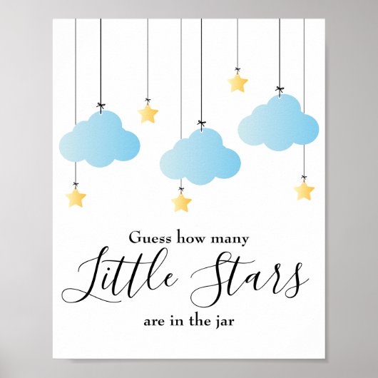 Little Stars Blue Baby Shower Game Sign Poster (Vorne)