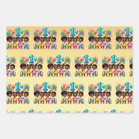 Little Stars First Birthday Bash Geschenkpapier Set (Vorderseite 2)