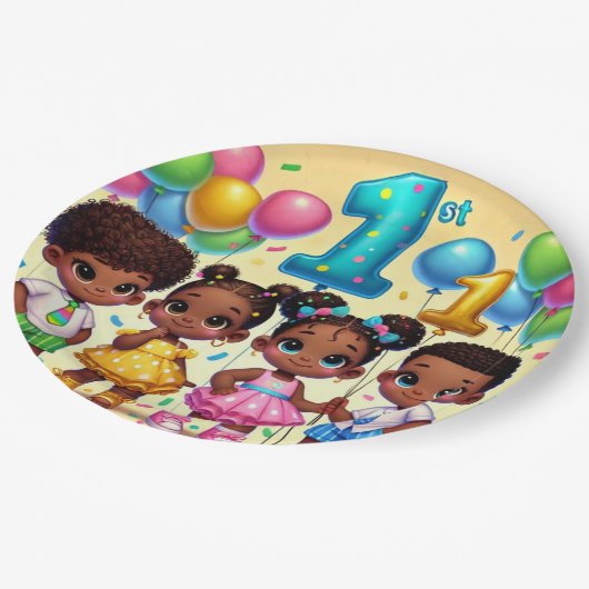 Little Stars First Birthday Bash Pappteller (Schrägansicht)