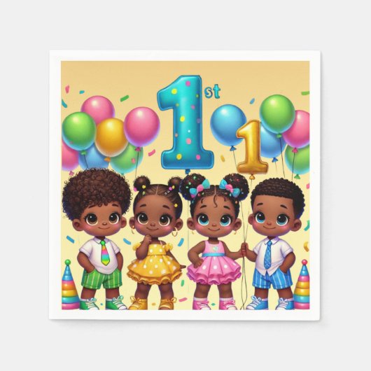 Little Stars First Birthday Bash Serviette (Vorderseite)