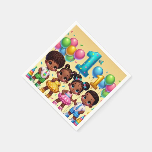 Little Stars First Birthday Bash Serviette (Ecke)