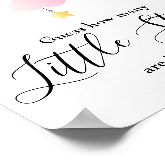 Little Stars Pink Baby Shower Game Sign Poster (Ecke)