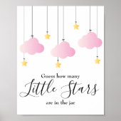 Little Stars Pink Baby Shower Game Sign Poster (Vorne)