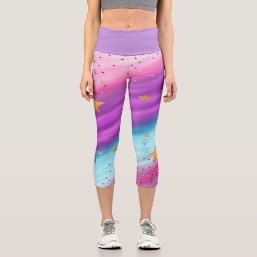 Little Stars Rainbow High Waisted Capris (Vorderseite)