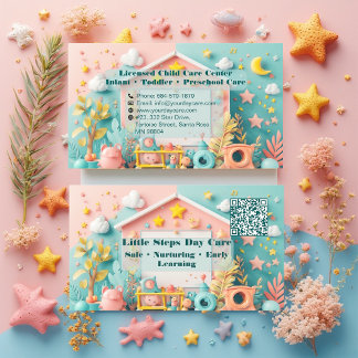 Little Steps Day Care Kleines Unternehmen QR-Code  Visitenkarte