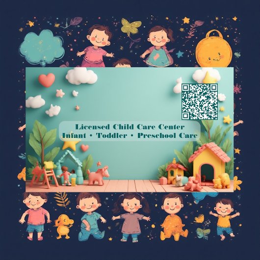 Little Steps Montessori Day Care QR Code Pastel Visitenkarte