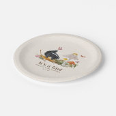 Little Stinker Woodland Skunk Girl Baby Shower Pappteller (Schrägansicht)