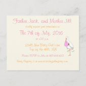 "Little Stork" Es ist ein Mädchen! Ankündigungspostkarte (Rückseite)