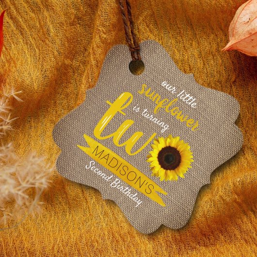 Little Sunflower 2. Geburtstag Gefälteags Geschenkanhänger