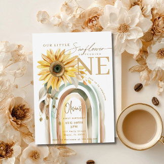 Little Sunflower Boho Rainbow Erster Geburtstag Einladung