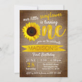 Little Sunflower Rustic Burlap 1. Geburtstag Einladung (Vorderseite)