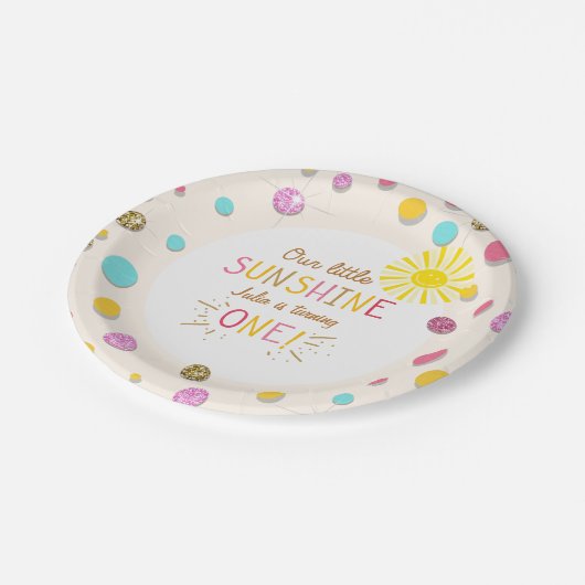 Little sunhine Paper Tellers Birthday Girl Pink Pappteller (Schrägansicht)