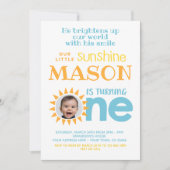 Little Sunshine 1. Geburtstag mit Foto Einladung (Vorderseite)