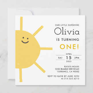 Little Sunshine 1. Geburtstag Party Einladung