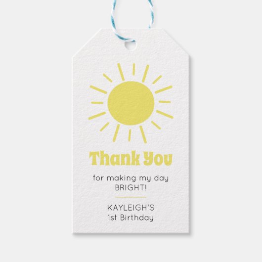 Little Sunshine 1. Geburtstag Party Geschenkanhänger (Vorderseite)