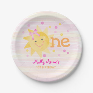 Little Sunshine 1. Geburtstagskind Pink Gelb Pappteller