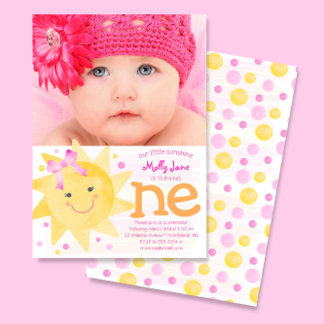 Little Sunshine 1st Birthday Girl Foto Einladung