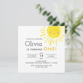 Little Sunshine 1st Birthday Party Square Einladung (Stehend Vorderseite)