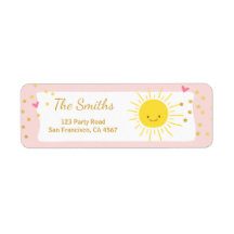 Little sunshine Address Labels Summer Pink Gold