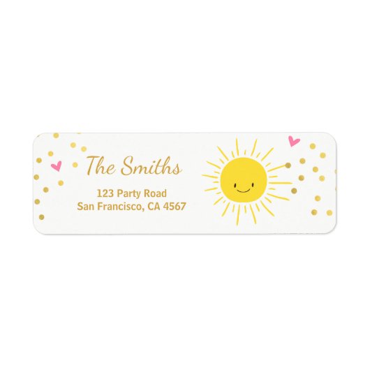 Little sunshine Address Labels Summer Pink Gold (Vorne)