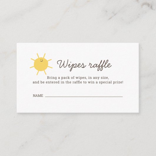 Little Sunshine Baby Dusche Wipes Raffle Begleitkarte (Vorderseite)