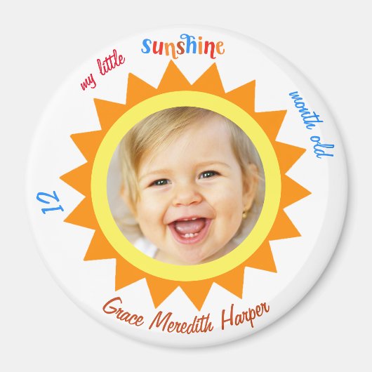 Little Sunshine Baby Foto Keepake Kitchen Office Magnet (Vorne)
