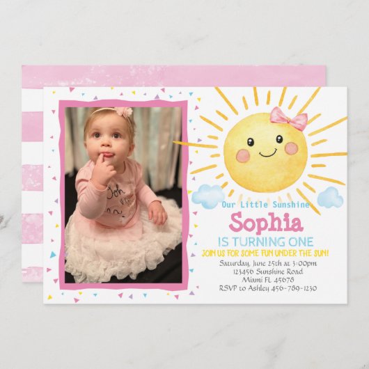 Little Sunshine Birthday Foto Einladung - A159 (Vorne/Hinten)