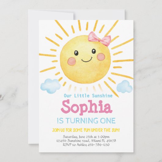 Little Sunshine Birthday Invitation-A159 Einladung (Vorderseite)