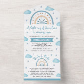 Little Sunshine Blue Boho Rainbow Baby Dusche All In One Einladung (Innen Boden)