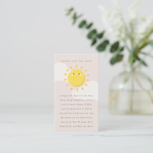 Little Sunshine Blush Books for Baby Shower Begleitkarte (Stehend Vorderseite)