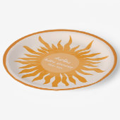 Little sunshine boho Aquarell Sun Baby Dusche Pappteller (Schrägansicht)