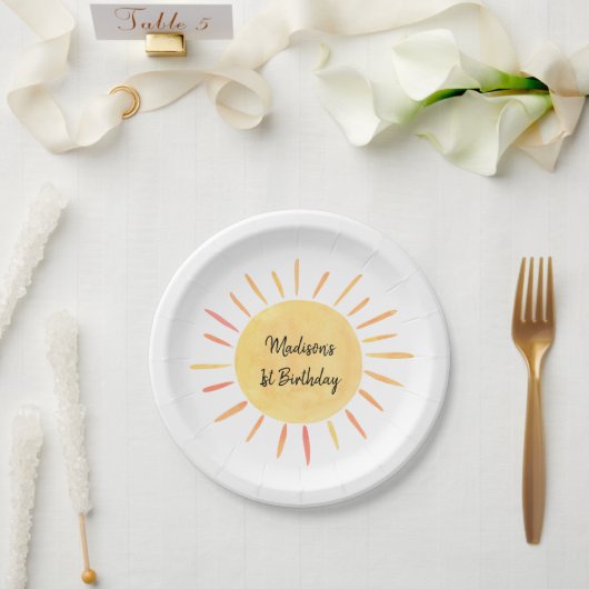 Little Sunshine Boho Birthday Pappteller (Hochzeit)