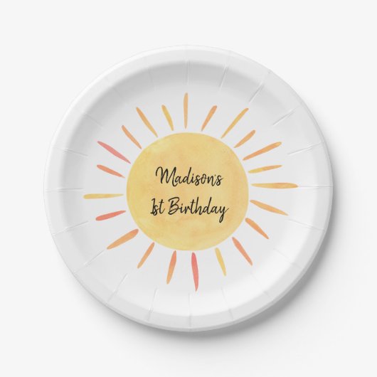 Little Sunshine Boho Birthday Pappteller (Vorderseite)