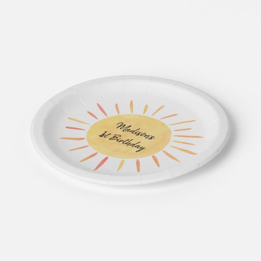 Little Sunshine Boho Birthday Pappteller (Schrägansicht)