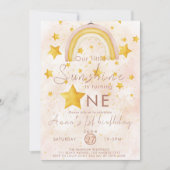 Little Sunshine Boho Rainbow Gold Star Geburtstag Einladung (Vorderseite)