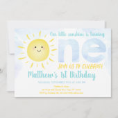 Little Sunshine Boy First Geburtstag Einladung (Vorderseite)