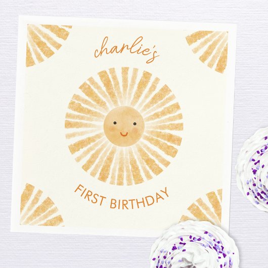 Little Sunshine Erster Geburtstag Personalisiert Serviette
