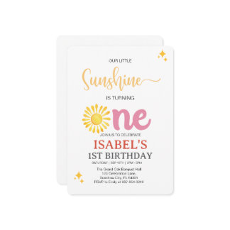 Little Sunshine Erster Geburtstag, Sonnenschein 1. Einladung