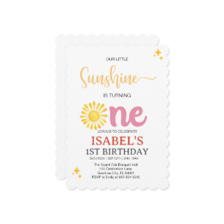 Little Sunshine Erster Geburtstag, Sonnenschein 1. Einladung