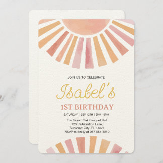 Little Sunshine Erster Geburtstag, Sonnenschein 1. Einladung