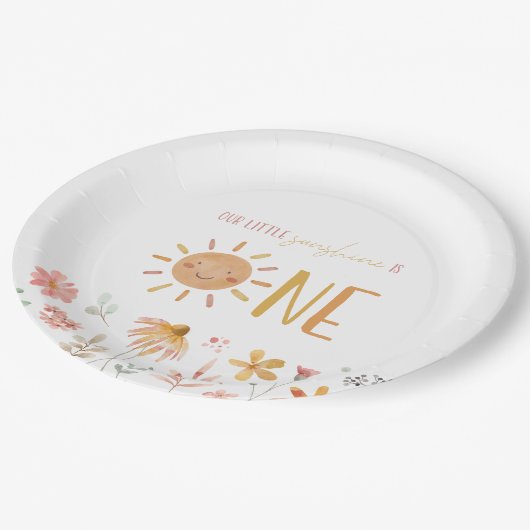 Little Sunshine First Birthday Pappteller (Schrägansicht)