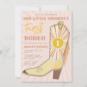 Little Sunshine First Rodeo Boot Birthday Party Einladung (Vorderseite)
