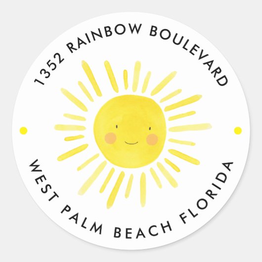 Little Sunshine Geburtstag Kinder Rücksendeadresse Runder Aufkleber (Vorderseite)
