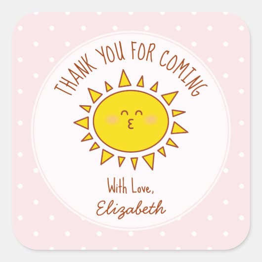 Little Sunshine Girl Birthday Danke, dass ihr geko Quadratischer Aufkleber (Vorderseite)