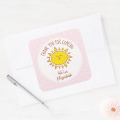 Little Sunshine Girl Birthday Danke, dass ihr geko Quadratischer Aufkleber (Umschlag)